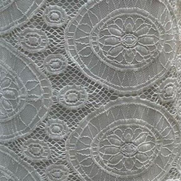 Lace Overlay Blouse Women's Small Cream Crochet Embroidered Ruffle Bell Sleeve - Picture 14 of 15